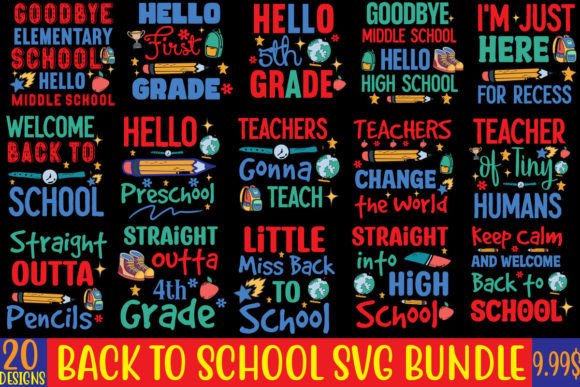 Download Back to School SVG Bundle,20 Designs - Svg bundle Collection