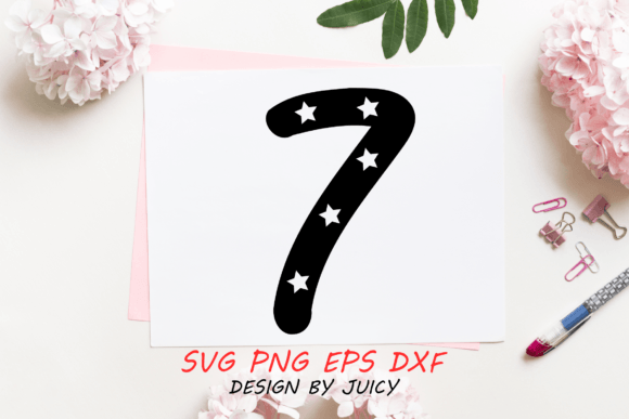 Download Number 7 with Stars Svg Graphic - Graphic Collection