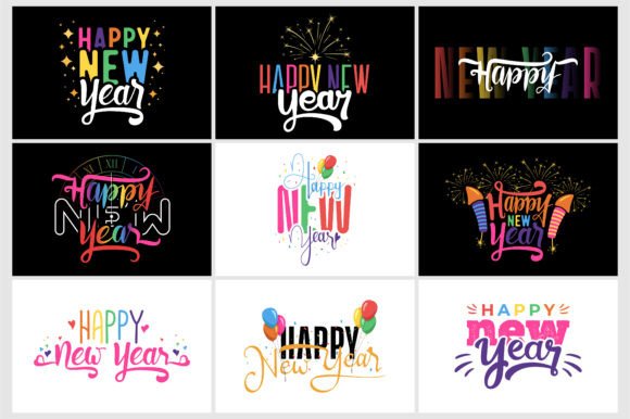 Download Happy New Year Rainbow Text Svg Bundle - Svg bundle Collection